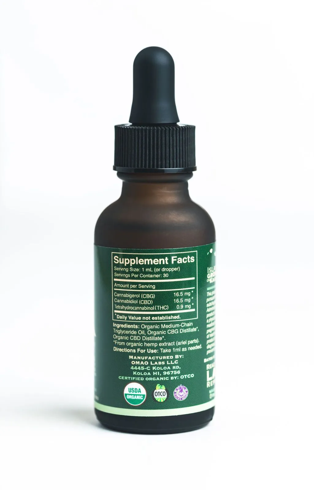 Organic CBG CBD Balance Blend 1000 mg/ 30 mL - Kauai Hemp